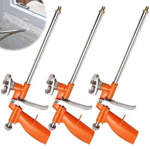 GOMETY: 3 Stück Schaumpistole Aus Vollmetall, Präzise Dosierpistole Mit Ergonomischem Kunststoffgriff, Für Profi-Heimwerker Zum Abdichten Und Füllen (Orange)