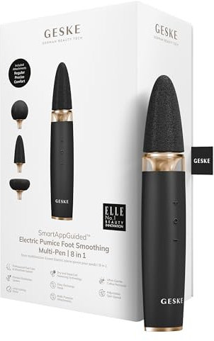 GESKE Electric Pumice Foot Smoothing Multi-Pen | 8 in 1 | Elektrische Fußfeile | 3 Bimsstein-Aufsätze | Weiche Füße | Effektive Hornhautentfernung | Handliches Design |Für Dein Pediküre-Set