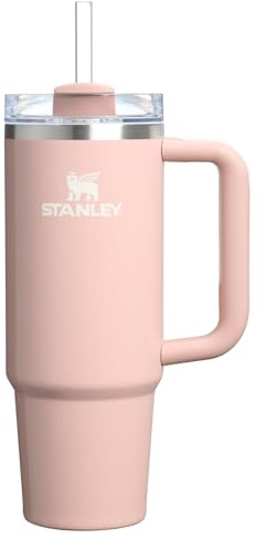 Stanley Quencher H2.0 Tumbler with Handle and Straw, 3-Mode Flowstate Lid, Travel Cup Holder Compatible, Stainless Steel, Insulated, BPA-Free, Frosted Peach, 0.9 litres