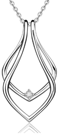 IMINI Portaanelli collana elegante per donna uomo ciondolo geometrico minimalista in acciaio inossidabile con Cz regalo matrimonio fidanzata moglie fidanzata madre guardia anello e chic gioielli