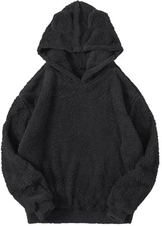 KBOPLEMQ Sudadera con capucha para hombre, forro polar, sudadera cálida para hombre, invierno, jersey de felpa con bolsillos, invierno, cálido, manga larga, forro polar, informal, monocolor, ropa