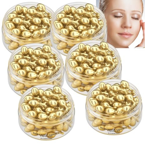 Hyaluronsyra för ansikte, anti-aging, återfuktande och fyllande serum med C-vitamin, åtstramande och närande kräm, hudreparerande upplysande uppstramande serum, 30 kapslar (6 st)