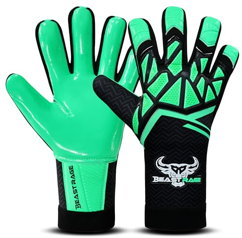 BEAST RAGE Goalkeeper Gloves for Kids,Youth & Adults–Football Goalie Glove for Boys,Children–Soccer Training Gloves,Strong Grip & Anti-Slip Palms (Sea Green, Size 6 suitable for 8 to 10 Years old)