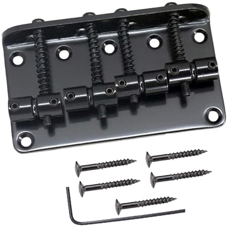 BEALIFE Elbasgitarr Stall Ersättning Fast Metall Stall För 4-strängad Bas Materialmetall Järn Basplatta Gitarrdelar Tillbehör Justerbar Sadel , Svart , 8 cm