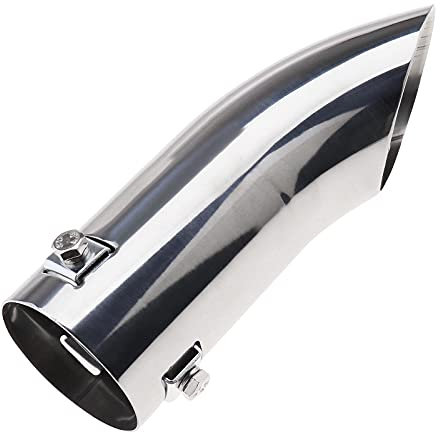 Terminale di scarico per auto Terminale per tubo di coda adatto per sistema di scarico diametro 30-55 mm Finitura cromata in acciaio inox Punta paraurti curvo Accessori di ricambio per auto