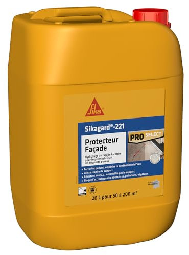 SIKA - Hydrofuge imperméabilisant façade et mur - Sikagard 221 Protecteur Façade Incolore - Réduit l'acrochage des poussières/végétaux/pollution - Ne jaunit pas - Résiste aux UV - 20L