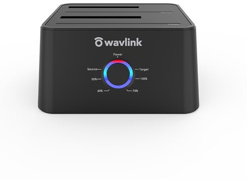 WAVLINK USB 3.0 Dual Bay SATA External Hard Drive Docking Station for 2.5 Inch and 3.5 Inch HDD/SSD Support Offline Clone/Backup Functions - Black, Dual Bag