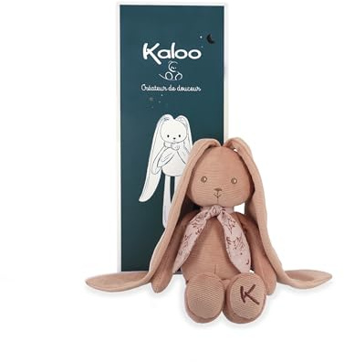 KALOO - Lapinoo - Doudou Coniglio - Peluche in Jersey e Maglia per Neonati - 25 cm - Colore Terracotta - Materiali Molto Morbidi - Confezione Regalo - dalla Nascita, K972202
