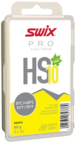 Swix HS10 Yellow High Speed Ski and Snowboard Iron-On Wax for Spring Temperatures, 60g
