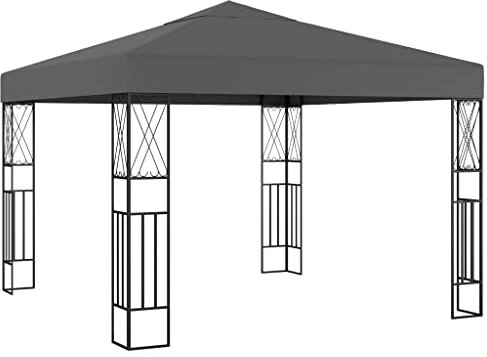 vidaXL Pavillon Großräumig Festzelt Partyzelt Gartenpavillon Gartenzelt Bierzelt Garten Zelt 3x3m Anthrazit Stoff Stahl Dach mit PA-Beschichtung