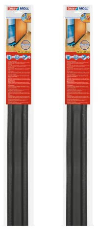 Tesamoll Boudin de Porte Double pour Sols Lisses – Bas de Porte Isolant Découpable Non Adhésif – Isolation Thermique et Phonique – Pour Espaces jusqu'à 22 mm – Gris Anthracite - Lot de 2