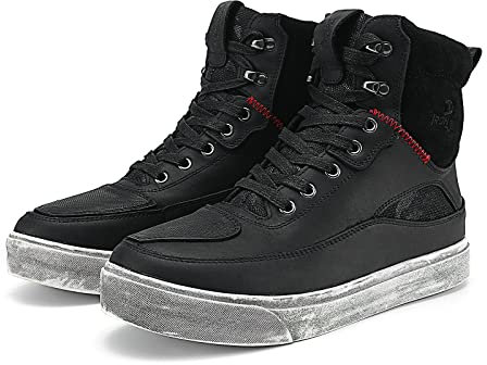 Motorradschuhe Herren Motorradstiefel Leder Männer mit seitlichem Reißverschluss Knöchelschutz Anti-Rutsch Sohle 44