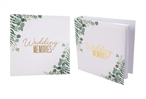 YöL Wedding Photo Album Green Gold Metallic Eucalyptus Floral Print 200 Photos