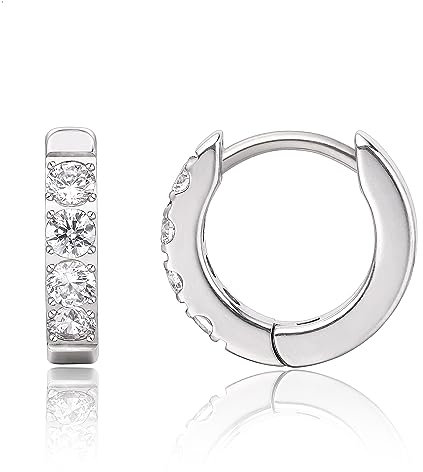 Limerencia Titan Creolen Ohrringe, 8-12mm Leicht Hypoallergene Medizinische Creolen Ohrringe mit Glänzendem Zirkonia für Damen und Herren(12mm Sliver)