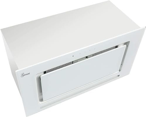 GURARI Hotte de plafond GCH E 217 WH 70 Prime N + tuyau, hotte aspirante 70 cm, blanc verre, 1000 m³/h