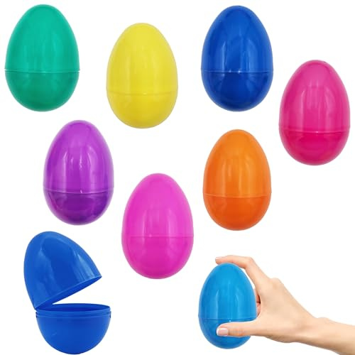 Chochkees Fillable Easter Eggs with Hinge Bulk Colorful Bright Plastic Easter Eggs, Perfect for Easter Egg Hunt, Surprise Egg, Easter Hunt, 3 Inch Assorted Bright Colors (50-Pack)