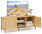 KOMFOTTEU Fernsehtisch TV-Schrank aus Holz & Metallrahmen, Fernsehschrank für TV bis zu 55 Zoll, TV Lowboard mit 2 Tür aus Rattan, Fernseher Konsole 120x40x48 cm