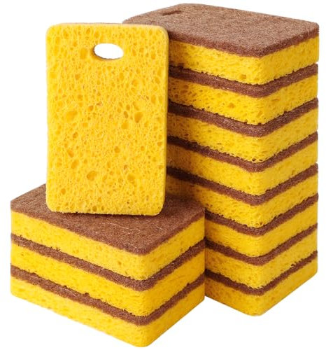 GRBAIN 12PCS Estropajo Ecologico Estropajo Cocina Hecho de Fibra de Coco y Celulosa Estropajo Biodegradable Esponja Cocina para Limpieza Hogar Productos Ecologicos Esponja Limpieza Hogar-A