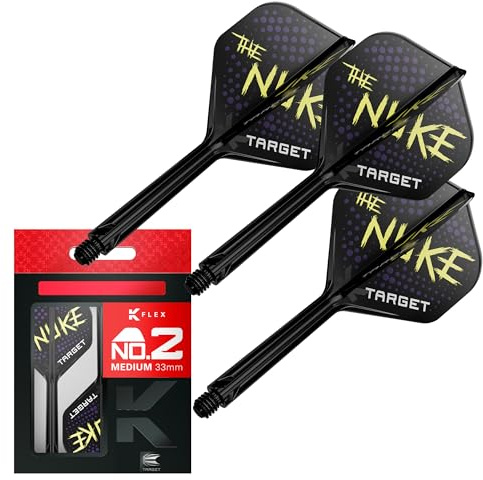 Target Darts Luke Littler K Flex Plumas y Sistema de Flecha, No.2 (Medio, 33mm) | Pack de 3 Plumas Kflex All In One, The Nuke Player Edition Accesorios de Dardos | Vástago Dardos K-Flex