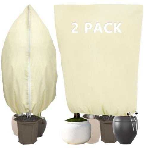HYPERGLAM 2Pièces 180x120cm Housses de Protection pour Plantes, 80g/㎡ Sac de Protection pour Plantes avec Fermeture éclair et Cordon de Serrage Protection Contre Le Gel Contre Les la Neige