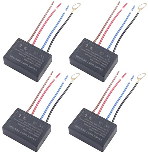 4 Stück Touch lichtschalter, Touchdimmer Lichtschalter Touch, 4-Wege-Touch-Sensor Dimmer Schalter,Touch Schalter Lichtschalter Dimmbar für Lampen und Leuchten, Touch Dimmer Modul