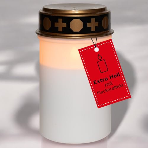 Novaliv Luz LED para tumba sin batería, luz blanca permanente sin batería, efecto parpadeante, vela de cementerio, vela conmemorativa, vela de tumba, luz eterna, vela de luto