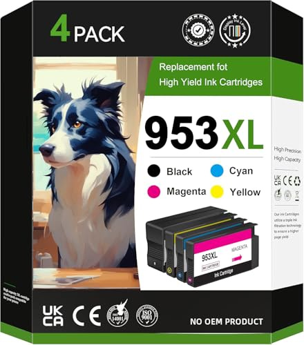 953XL Druckerpatronen für HP 953XL Multipack Patronen Kompatibel für HP Officejet Pro 7740 7720 8210 8720 8710 7730 8218 8715 8718 8725 8728 8730 8740 (4 Pack)