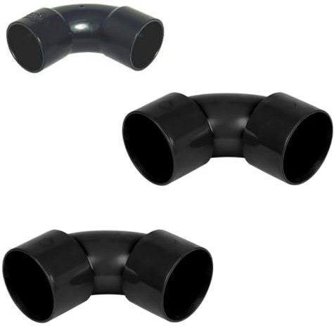 PVC Solvent Weld Waste Pipe 92.5° Swept Bend Fitting, 50mm, Black, Pack of 3