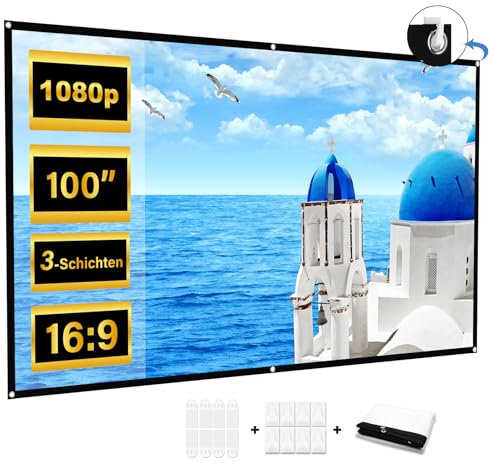 Beamer Leinwand 100 Zoll Faltbare, Tragbare Leinwand Beamer Aultra Thin und hohe Auflösung für Heimkino Indoor Outdoor School Party