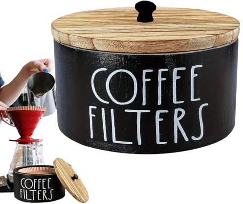 Kaffefilterbehållare Trä Inredning Landsbygdsstil Med Lock Till Bar