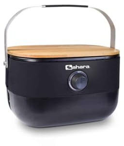 Sahara Mini barbecue à gaz portable 2,7 kW avec grille en fonte et couverture de planche à découper pour camping-car, pique-nique, avec régulateur de tuyau et adaptateur de bouteille de gaz de 11 kg