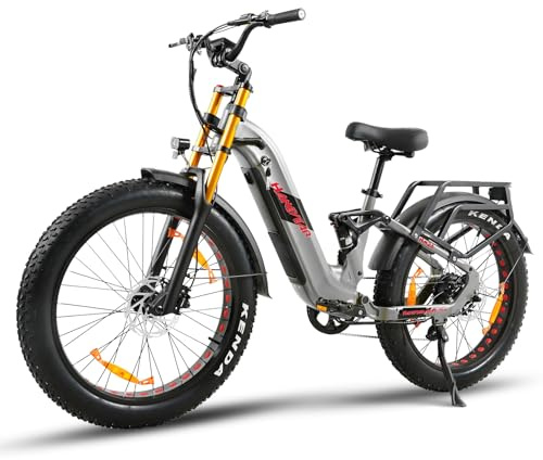HANEVEAR HM26 Vélo Électrique, 150KM+ VTT Électrique Batterie LG 52 V 20,8 Ah, Capteur de Couple, Moteur de 95 Nm et Fat Bike Électrique Tout Suspendu, E-Bike pour Femmes Hommes