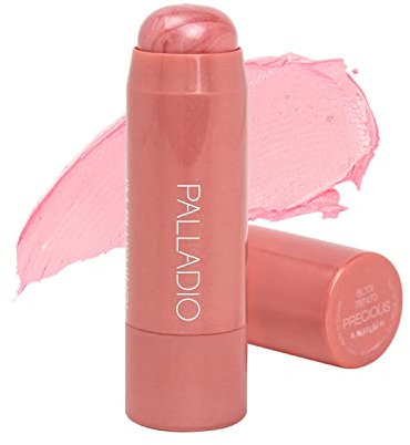 Palladio I'm Blushing 2-in-1 Cheek and Lip Tint, Buildable Lightweight Cream Blush, Sheer Multi Stick Hydrating formula, All day wear, Easy Application, Shimmery, Blends Perfectly onto Skin, Precious