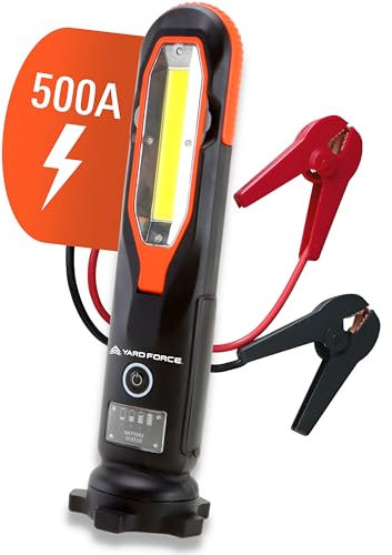 Yard Force - Innovative Starthilfe Powerbank LX JS12 Set | 12.000 mAh & LED Taschenlampe | tragbare Notfall Starter Powerbank | bis 4 Liter Benzin- und 3 Liter Dieselmotoren