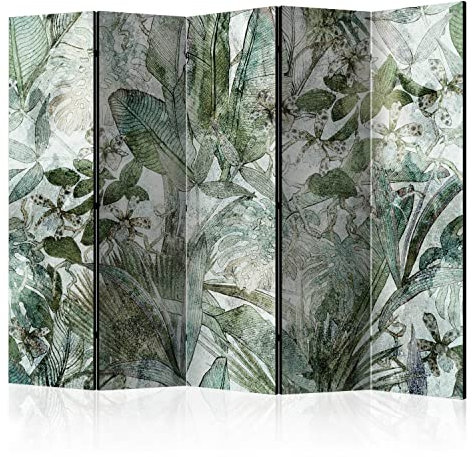 murando - Paravent Raumteiler Innen Blätter 225x172 cm 5-teilig Einseitig Raumtrenner Trennwand Holz Room Divider Sichtschutz Spanische Wand Raum Abtrennung Botanik Pflanze Dschungel b-C-0871-z-c