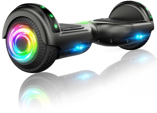 SISIGAD Offroad Hoverboard Kinder Erwachsene mit 6,5 Reifen Leistungsstarke große Batterie Hoverboard Bluetooth-Lautsprechern LED-Licht, A02, A02-Black