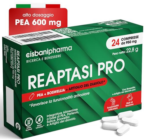 CISBANI PHARMA Reaptasi Pro, Integratore Articolazioni, Favorisce la Normale Funzionalità Articolare, con PEA, Artiglio del Diavolo, Boswellia e Partenio – 24 Compresse