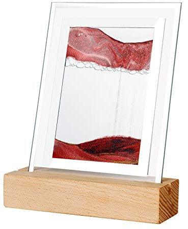 EVTSCan Moving Sand Art Picture Decor LED-lampa, 3D Moving Sandscapes, Quicksand Målning Nattljus för barn Vuxna Hemkontorsdekor(Red)