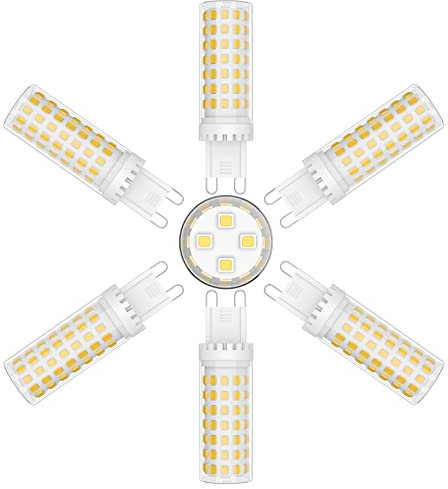 Klighten 6 pezzi G9 LED Lampadina, Bianco Naturale 4000K, 9W Equivalente 70W Lampada Alogena, Angolo di visione 360°, AC220-240V, Ideale per Camera da Letto Soggiorno Cucina