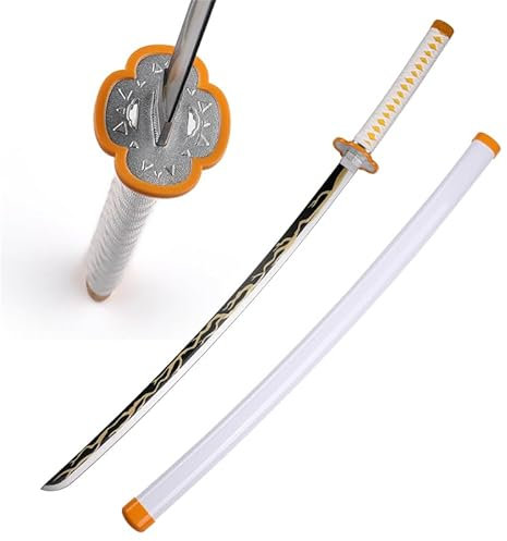 Mustachi Katana Japonés de Madera Nichirin Zenitsu Agatsuma Anime Demonio Slaye réplica Cosplay Espada de samurai Sable de Madera