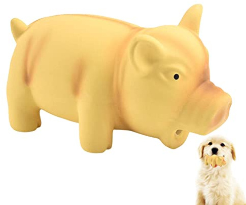 Pig Squeaky Dog Toy,Dog Squeaky Toy Latex Dog Chew Toys with an Oinks Sound Squeaker Grunting Pig Dog Toy - Durable Rubber Pig Squeaker Dog Puppy Chew Toys, Latex Interactive Squeak Funny Cute Zorq