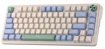 Redragon K673 PRO 75% Wireless Gasket RGB Gaming Tastatur, 3-Modus 81 Tasten Kompaktes Mechanische Tastatur mit Hot-Swap Sockel, Spezieller Drehknopf und Geräuschdämpfende Pads, Lineare Rote Schalter