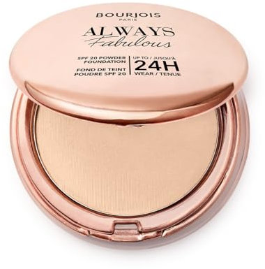 Bourjois Always Fabulous, 210 Vanilla, Fondotinta compatto in polvere, Formula leggera, Lunga tenuta fino a 24 ore, SPF 20, Acido Ialuronico, Finish opaco effetto seconda pelle, 7 g