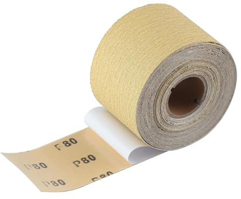 SPEEDWOX 80 Grit Sandpaper Roll Self Adhesive PSA Stickyback Sand Paper 2-3/4 Wide 10 Yard Long Sandpaper Sheets for Automotive & Woodworking Air File Long Board Sanders Metal Plastic Sanding Blocks