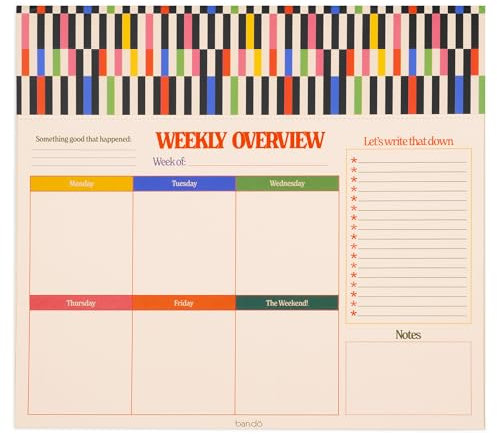 ban.do Undated Weekly Planner Notepad, Mid Century Stripe