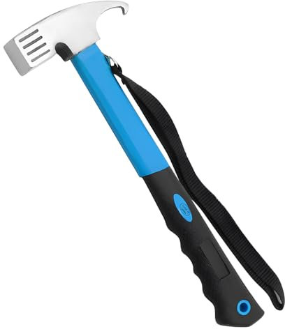 Camping Hammer Camping Mallet Tent Peg Stake Puller, Outdoor Multifunction High Carbon Steel Camping Hammer Hook Angle Design for Outdoor Camping Picnic Camping Tent or Hiking Backpacking (Blue)
