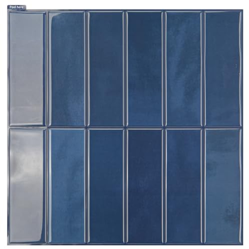 Art3d Graz Design - Adesivo per piastrelle, colore blu marino, 10 fogli (30,5 x 30,5 cm)