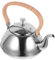 Zerodeko 1.5l Stainless Steel Tea Kettle Gas Hob Kettle Ergonomic Wooden Handle Family Size Induction Stove Top Kettle