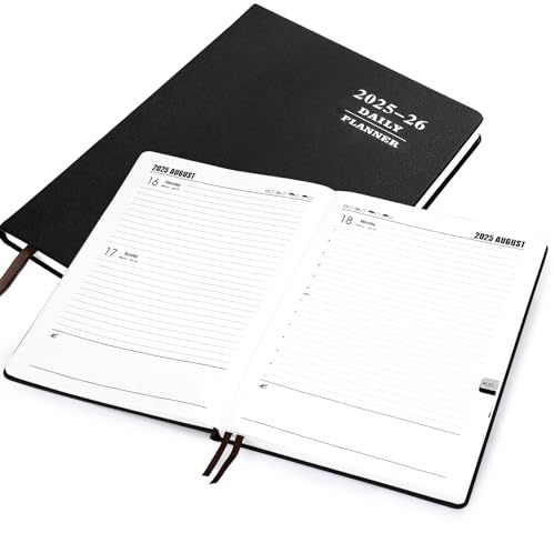 Kesote Agenda Scolaire A4 2025 2026, Journalier Professionnel, 1Jour par Page, Organiseur Familial, Signet en Ruban, Noir