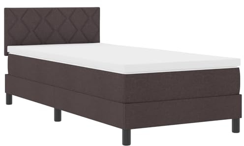 vidaXL Letto a molle con testiera Marrone Scuro 90 x 200 cm Tessuto